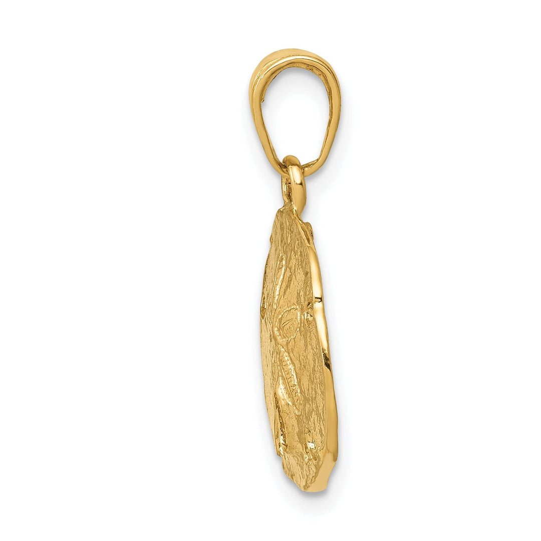 14k Yellow Gold Solid Textured Polished Men's Sand Dollar Charm Pendant