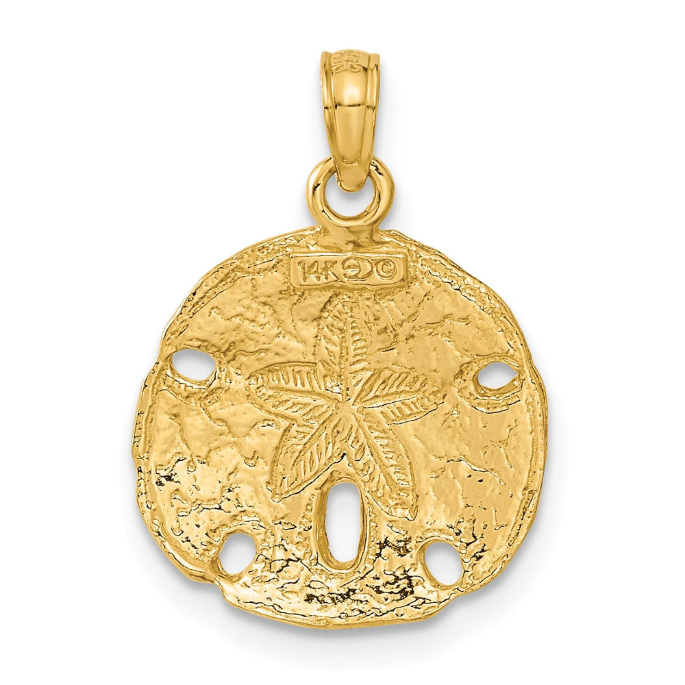 14k Yellow Gold Solid Textured Polished Men's Sand Dollar Charm Pendant