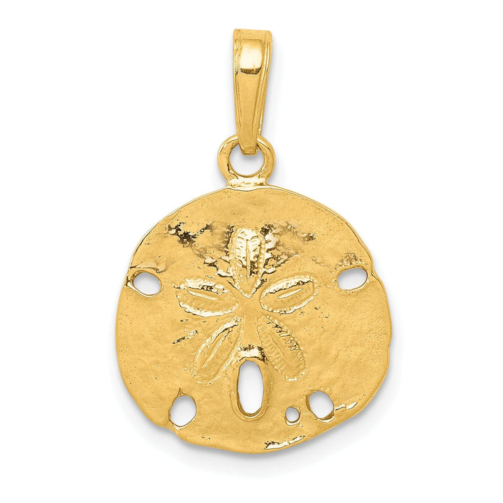 14k Yellow Gold Solid Textured Polished Men's Sand Dollar Charm Pendant