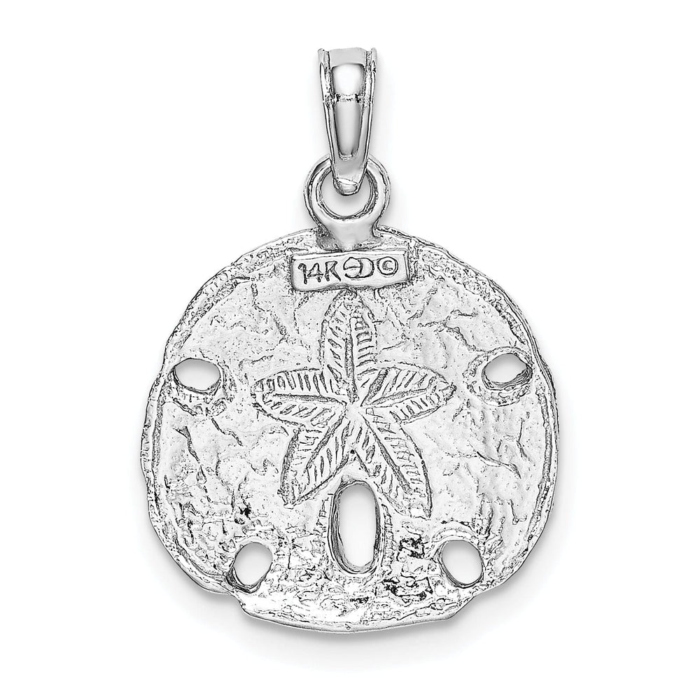 14k White Gold Solid Textured Polished Men's Sand Dollar Charm Pendant