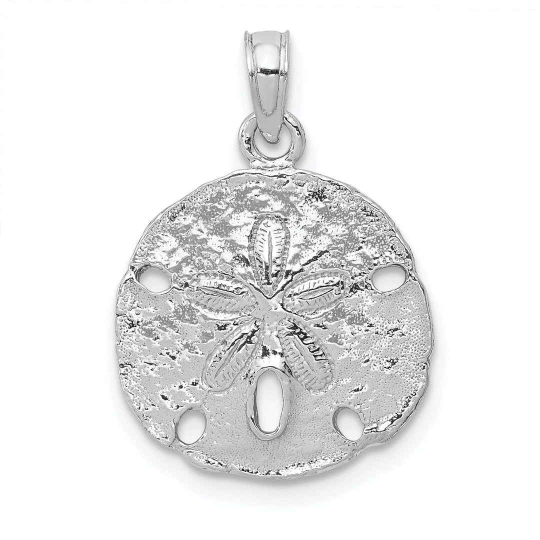 14k White Gold Solid Textured Polished Men's Sand Dollar Charm Pendant