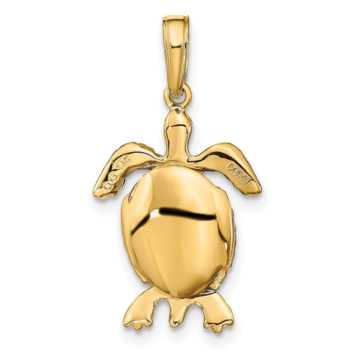 14K Yellow Gold Textured Casted Solid Polished Finish 3D Moveable Men's Turtle Charm Pendant