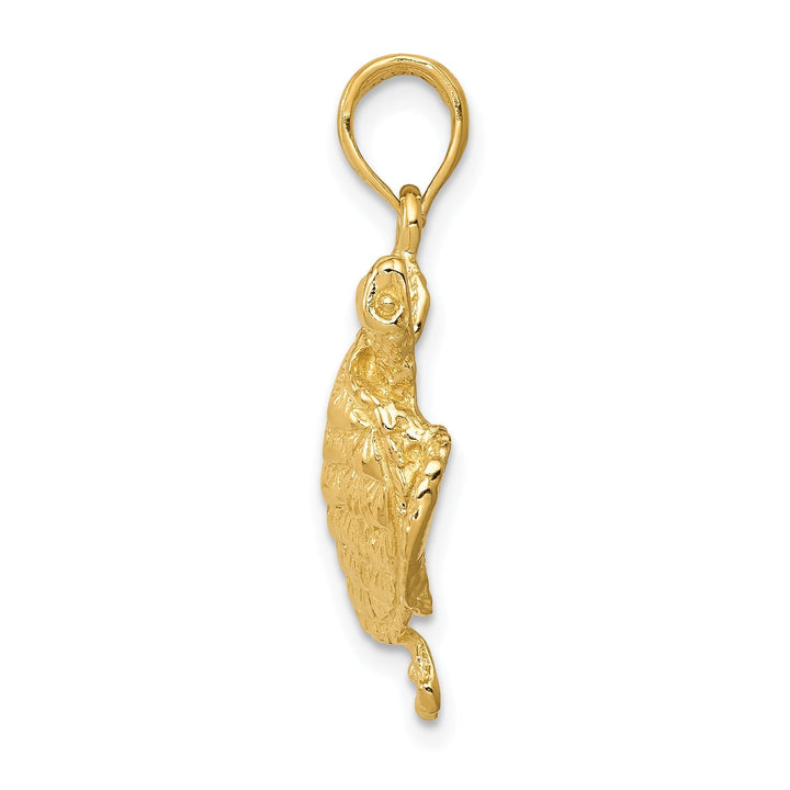 14k Yellow Gold Textured Casted Solid Polished Finish Open-Backed Men's Turtle Charm Pendant