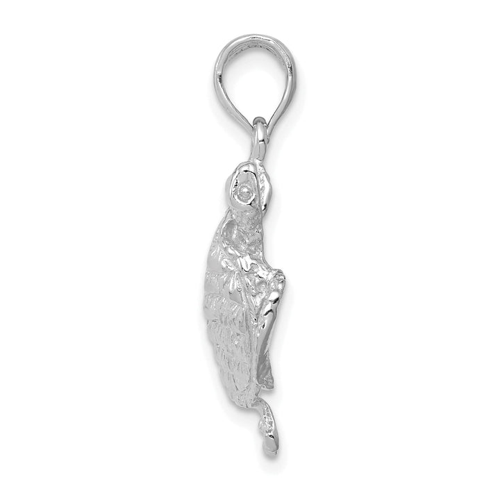 14K White Gold Textured Casted Solid Polished Finish Open-Backed Men's Turtle Charm Pendant