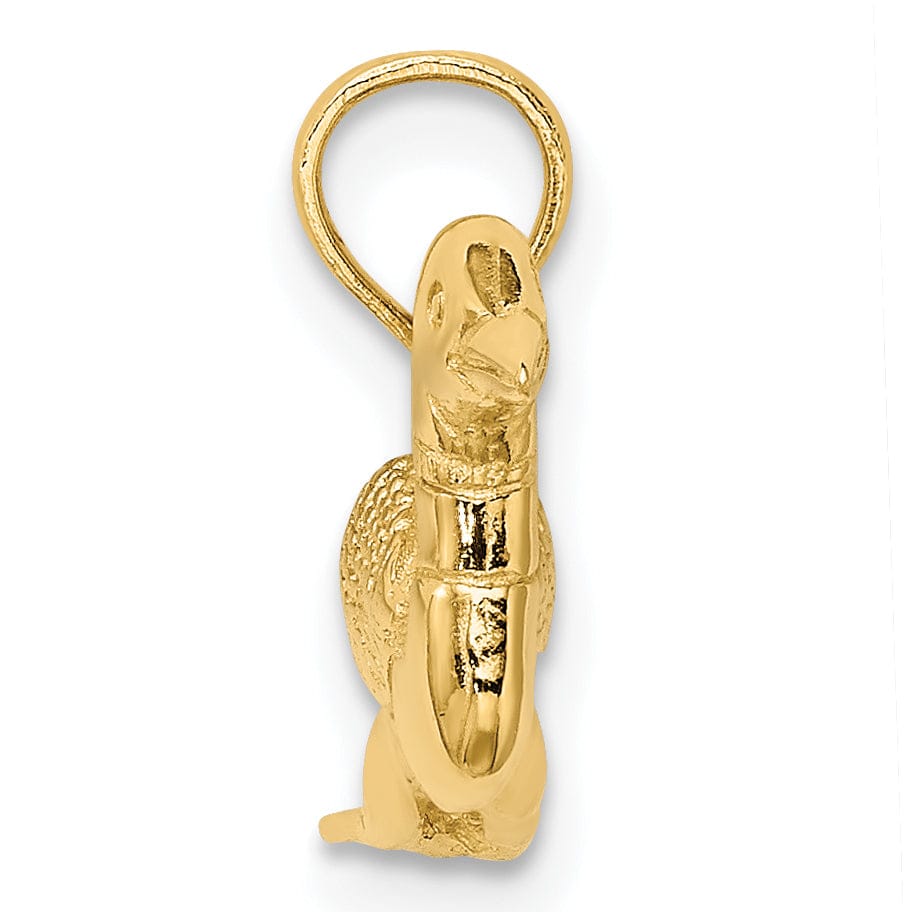 14k Yellow GoldTextured Polished Finish Solid Polished 3-Dimensional Mallard Charm Pendant