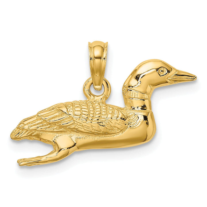 14k Yellow GoldTextured Polished Finish Solid Polished 3-Dimensional Mallard Charm Pendant