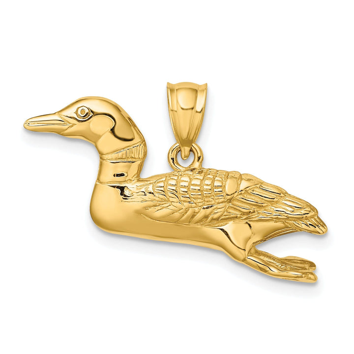 14k Yellow Gold Solid Txtured Polished Finish 3-Dimensional Mallard Charm Pendant