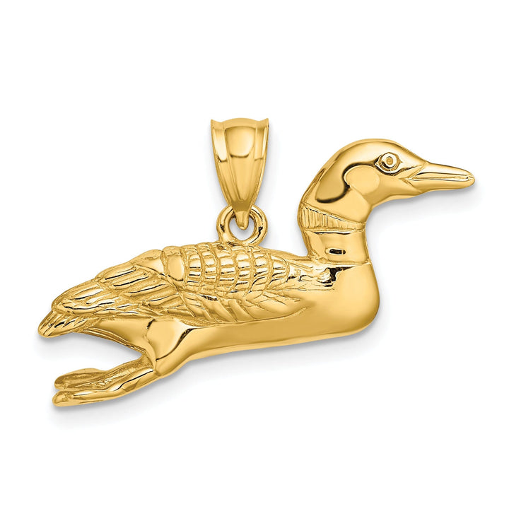 14k Yellow Gold Solid Txtured Polished Finish 3-Dimensional Mallard Charm Pendant