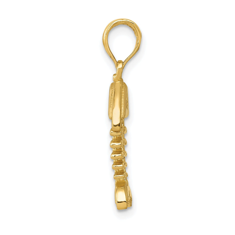 14k Yellow Gold Polished 3-D Fish Bone Pendant