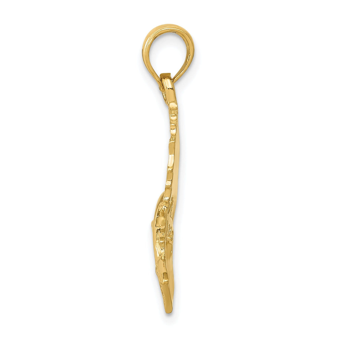 14k Yellow Gold Solid Polished Finish Sailfish Charm Pendant