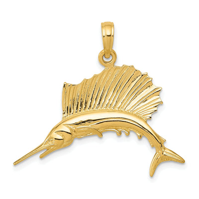 14k Yellow Gold Solid Polished Finish Sailfish Charm Pendant at $ 271.05 only from Jewelryshopping.com