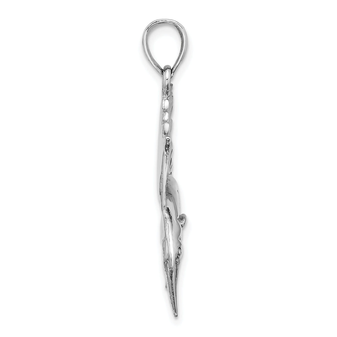 14k White Gold Solid Textured Polished Finish Sailfish Charm Pendant