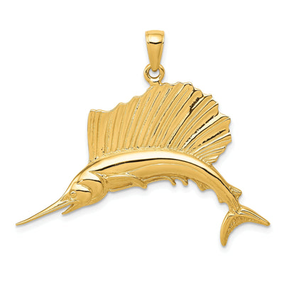 14k Yellow Gold Textured Solid Polished Finish Sailfish Charm Pendant at $ 483.97 only from Jewelryshopping.com