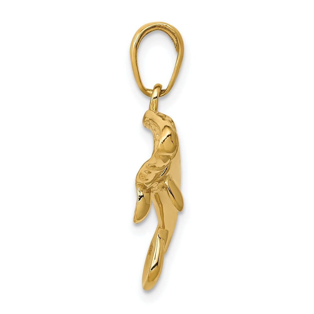 14k Yellow Gold Solid Polished Finish Manatee Charm Pendant