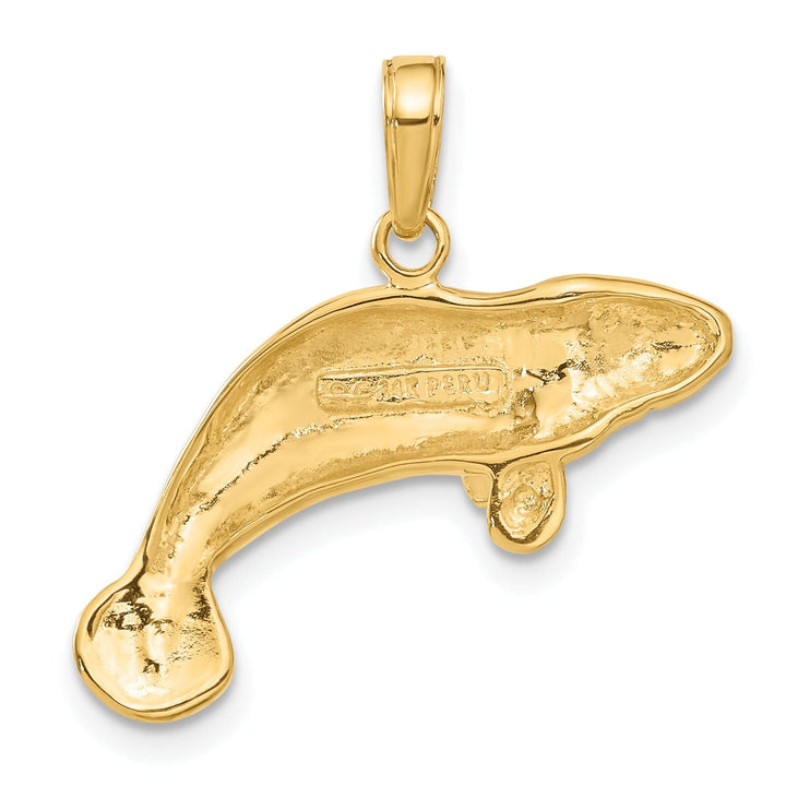 14k Yellow Gold Solid Polished Finish Manatee Charm Pendant