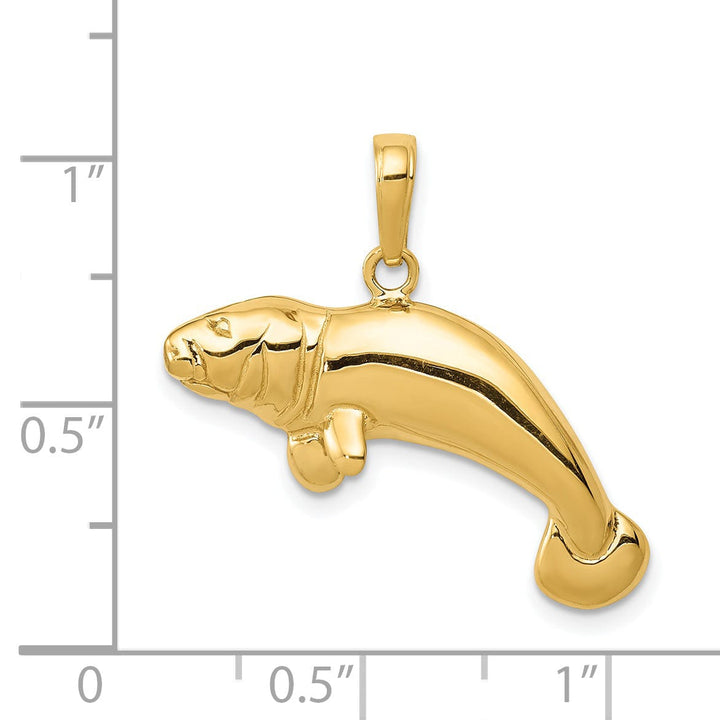 14k Yellow Gold Solid Polished Finish Manatee Charm Pendant