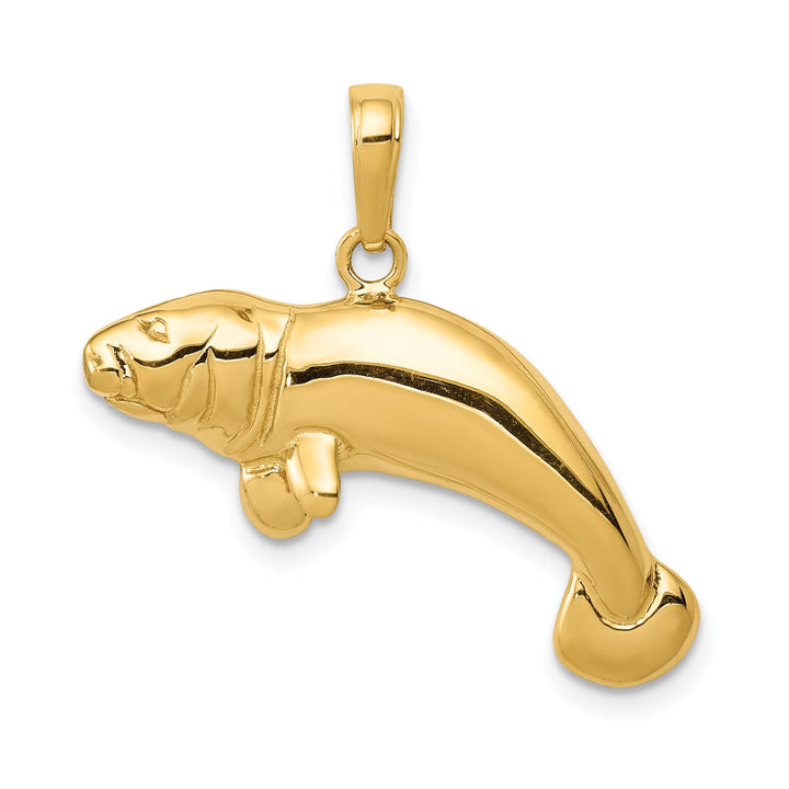 14k Yellow Gold Solid Polished Finish Manatee Charm Pendant