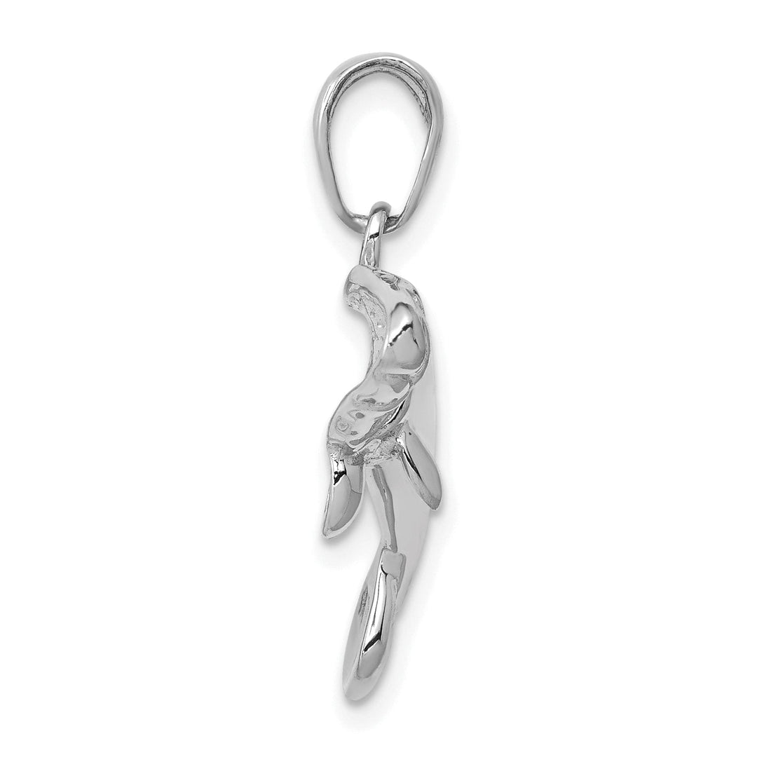 14k White Gold Solid Polished Finish Manatee Charm Pendant