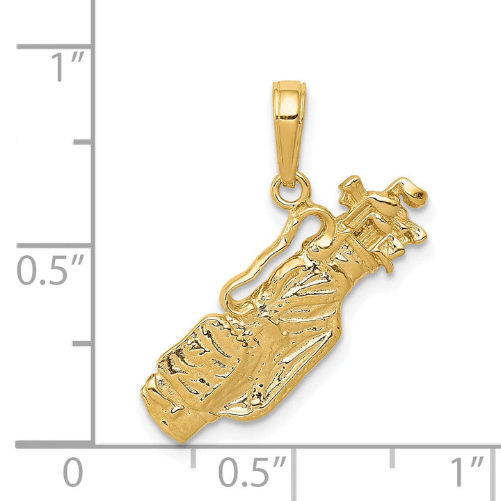 14k Yellow Gold Golf Bag with Clubs Pendant