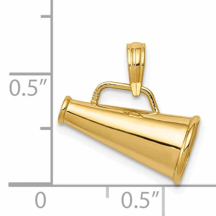 14 Yellow Gold 3D Small Megaphone Charm Pendant