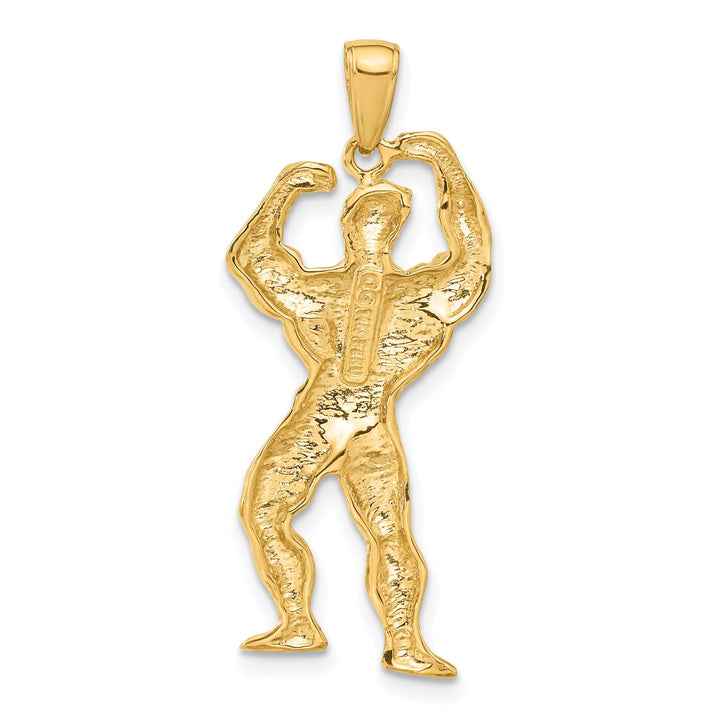 Solid 14k Yellow Gold Weightlifter Pendant