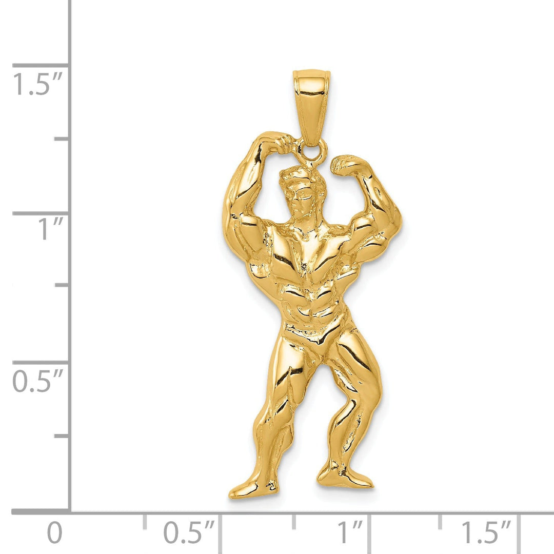 Solid 14k Yellow Gold Weightlifter Pendant