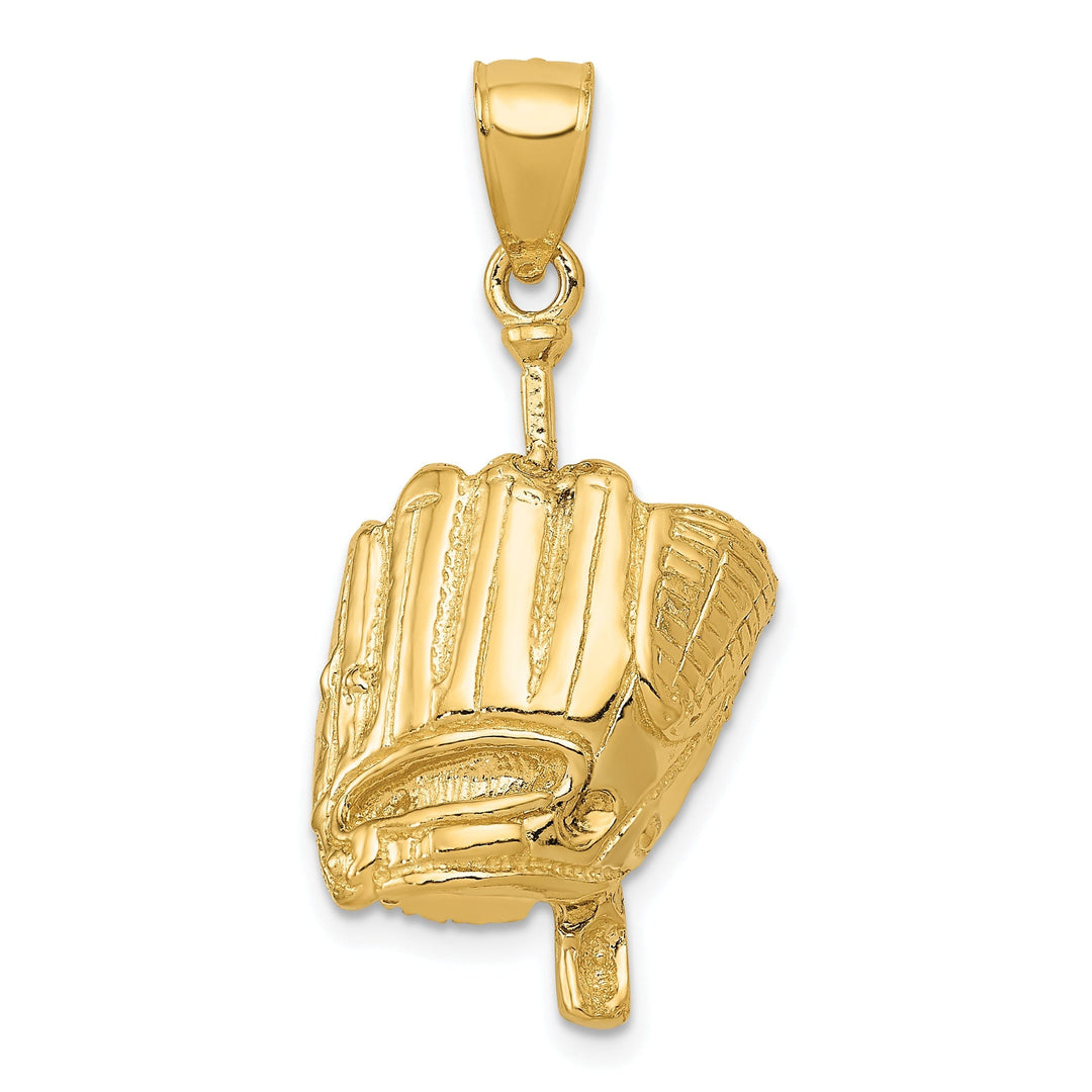 14k Yellow Gold Glove Bat Ball Baseball Pendant
