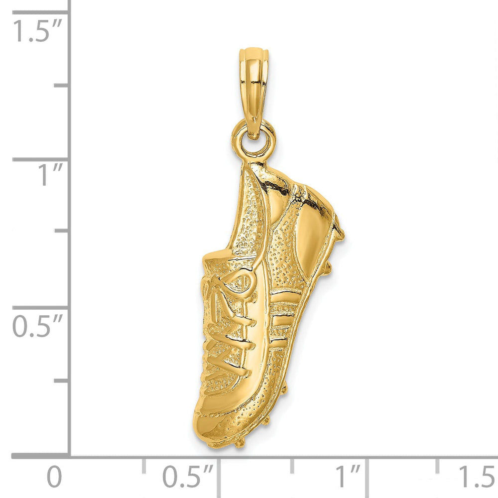 14K Yellow Gold Polished Concave Soccer Cleat Shoe Charm Pendant