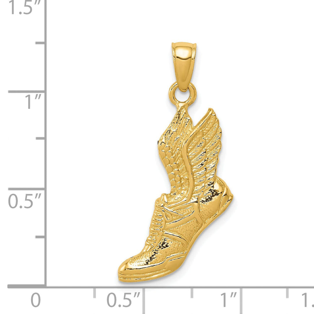 14Kt Yellow Gold Polished Wing Running Shoe Charm Pendant