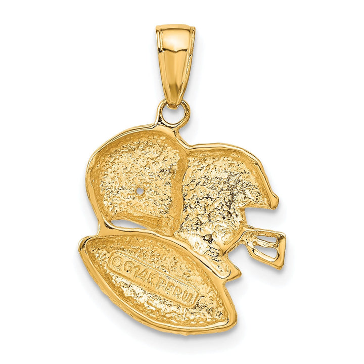 14k Yellow Gold Football Two Helmets Pendant