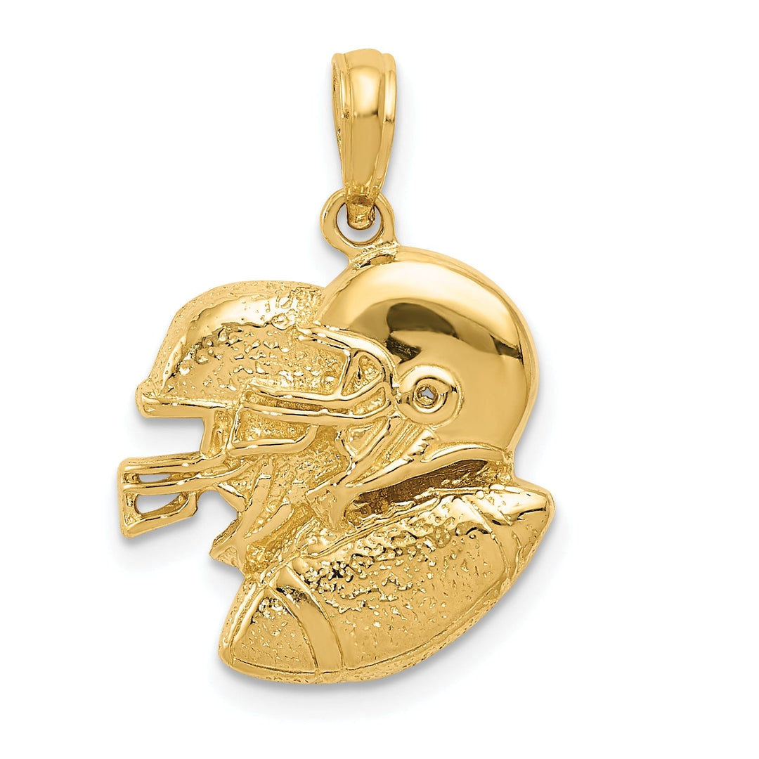 14k Yellow Gold Football Two Helmets Pendant