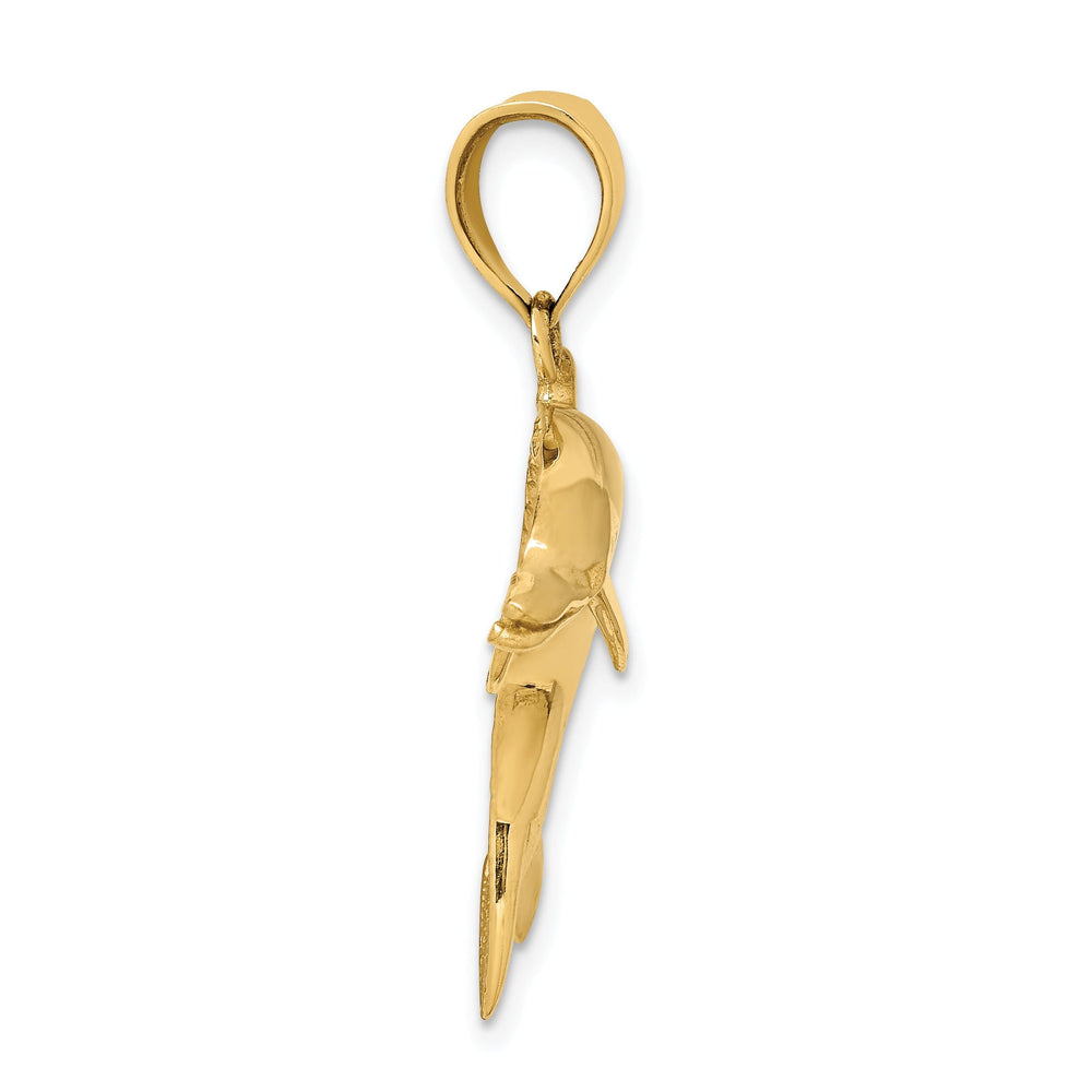 14k Yellow Gold Casted Polished Finish Solid Dolphin Charm Pendant