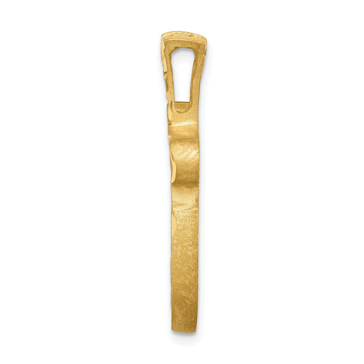 14k Yellow Gold Polished Brush D.C Finish Filigree Design Chai Pendant