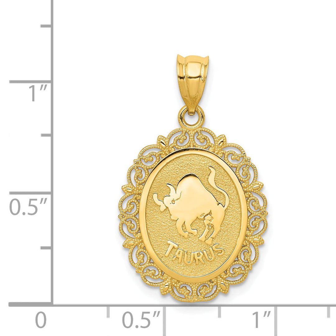 14k Yellow Gold Solid Taurus Zodiac Pendant