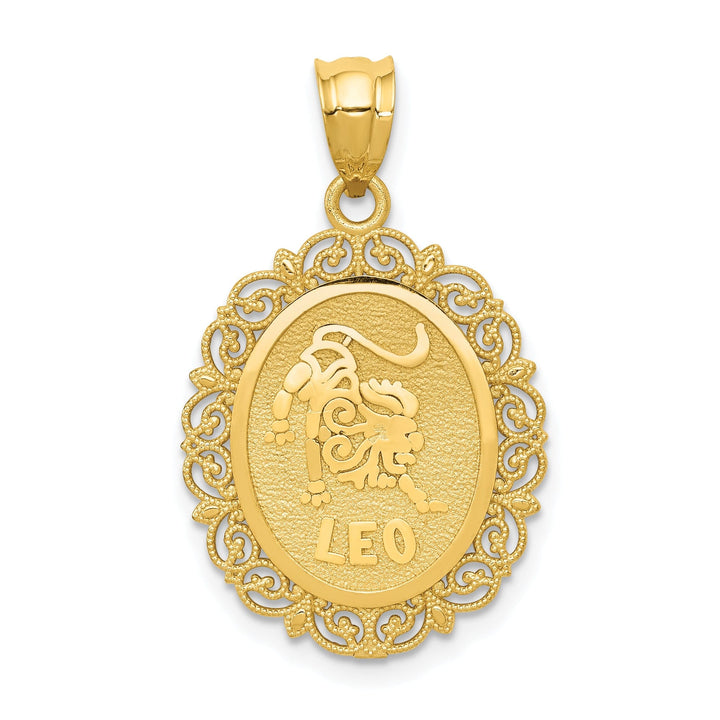 14k Yellow Gold Solid Leo Zodiac Pendant