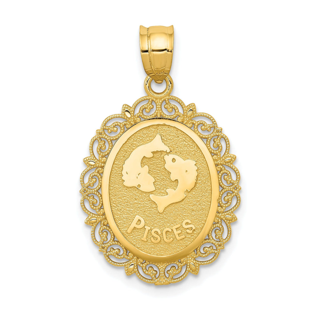 14k Yellow Gold Satin Pisces Zodiac Pendant