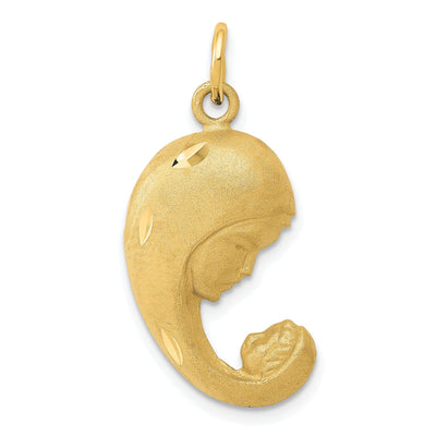 Solid 14k Yellow Gold Mother and Baby Pendant
