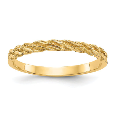 14k Yellow Gold Diamond Cut Rope Ring