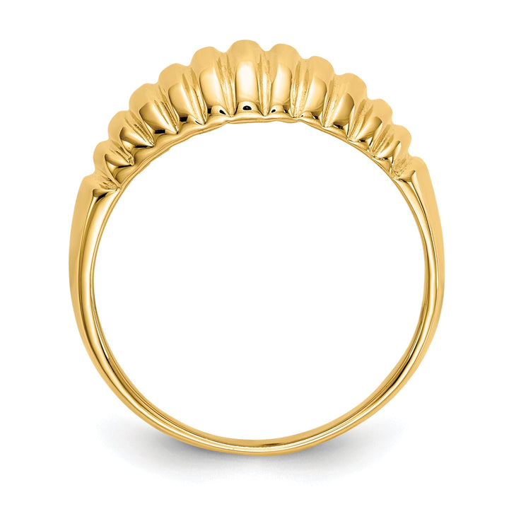 14k Yellow Gold Polished Ribbed Dome Ring