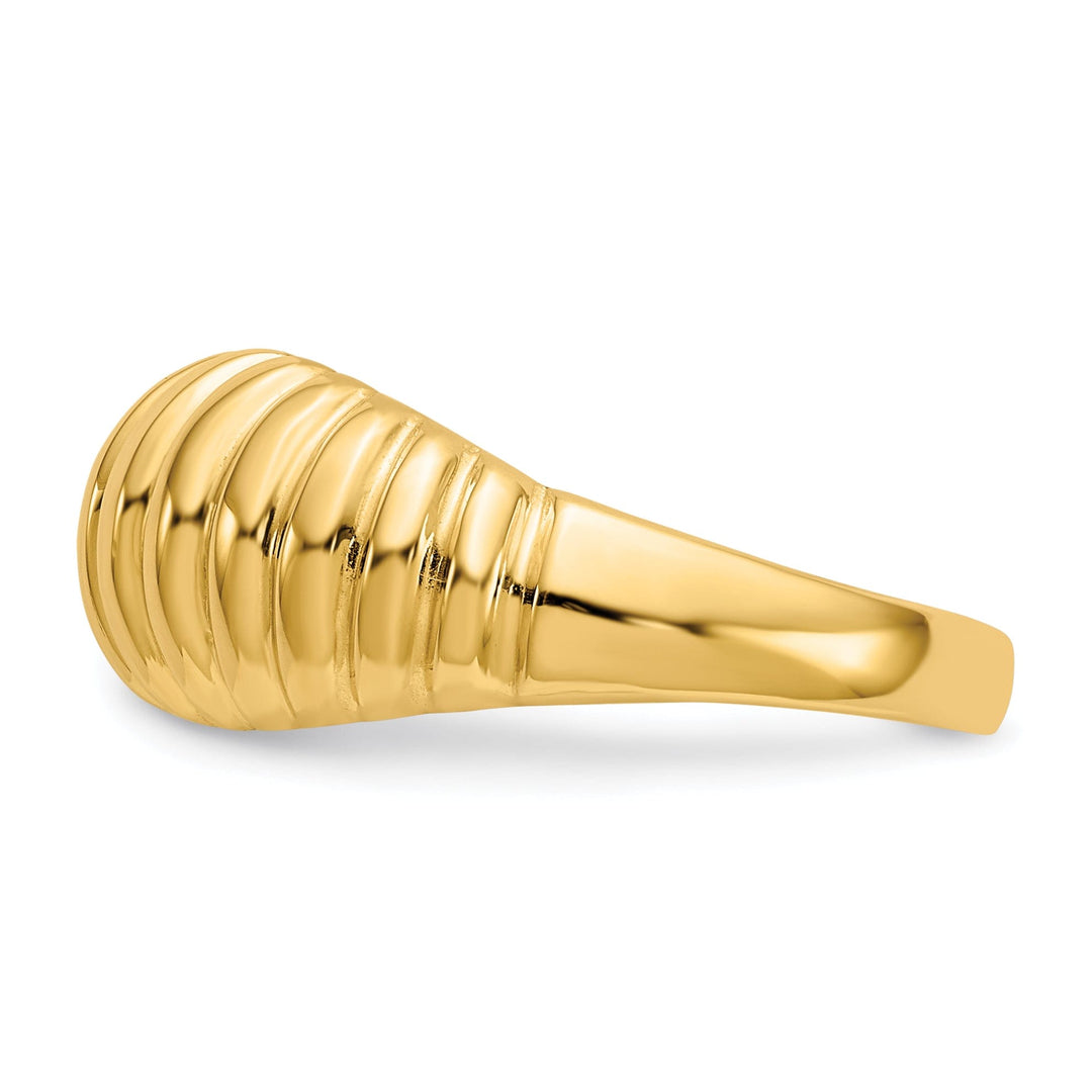 14k Yellow Gold Polished Ribbed Dome Ring