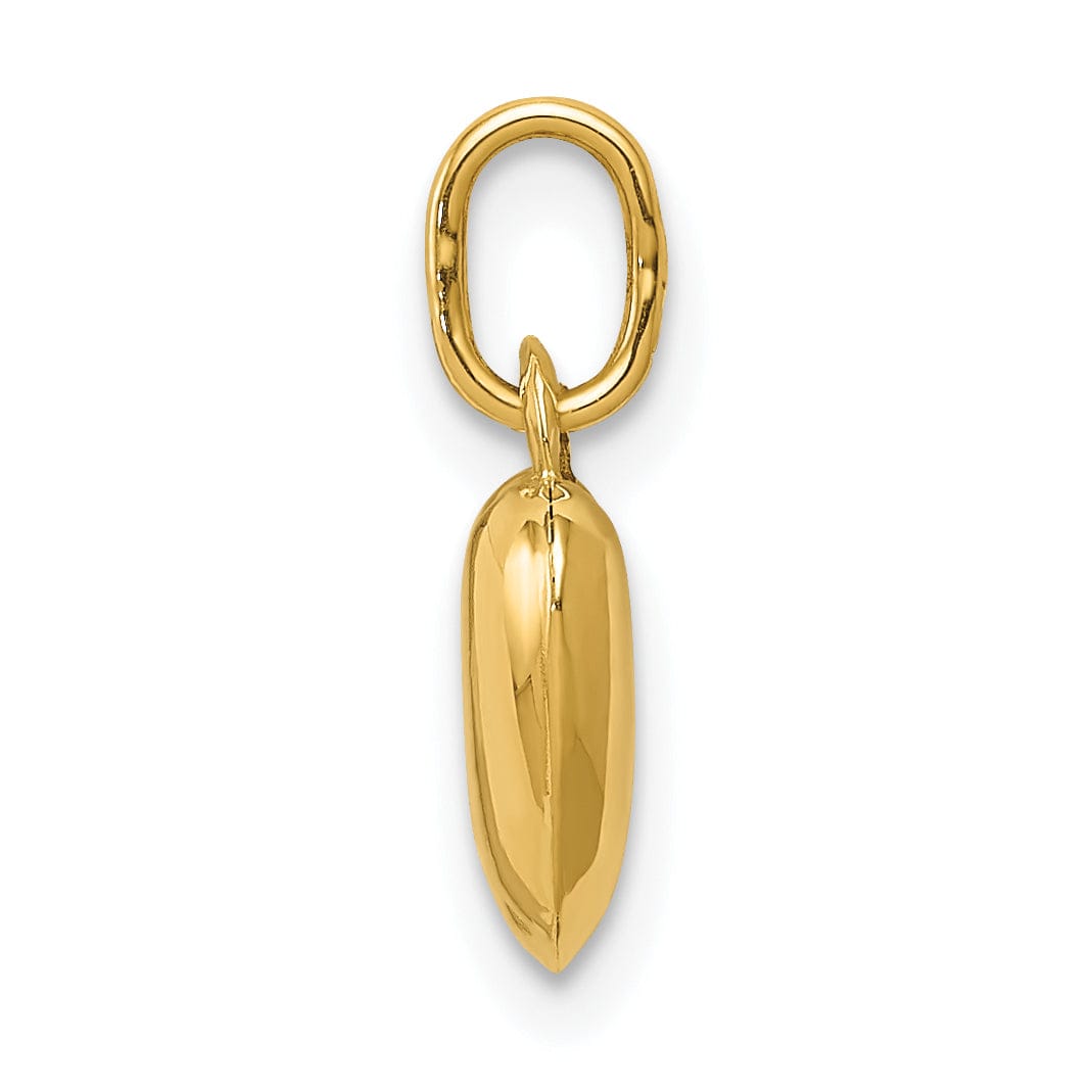14K Yellow Gold Polished Finish 3 Dimensional Puffed Hollow Heart Shape Design Charm Pendant