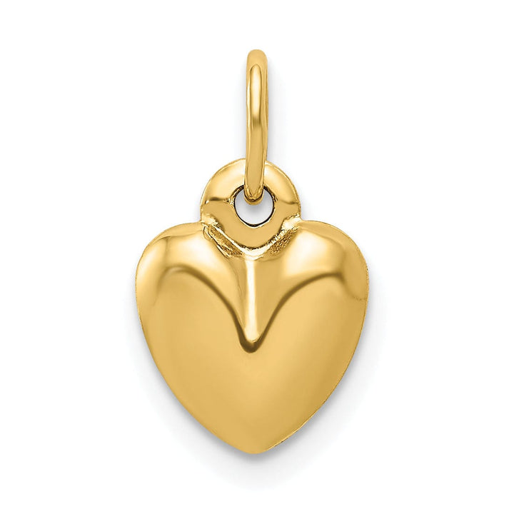 14K Yellow Gold Polished Finish 3 Dimensional Puffed Hollow Heart Shape Design Charm Pendant