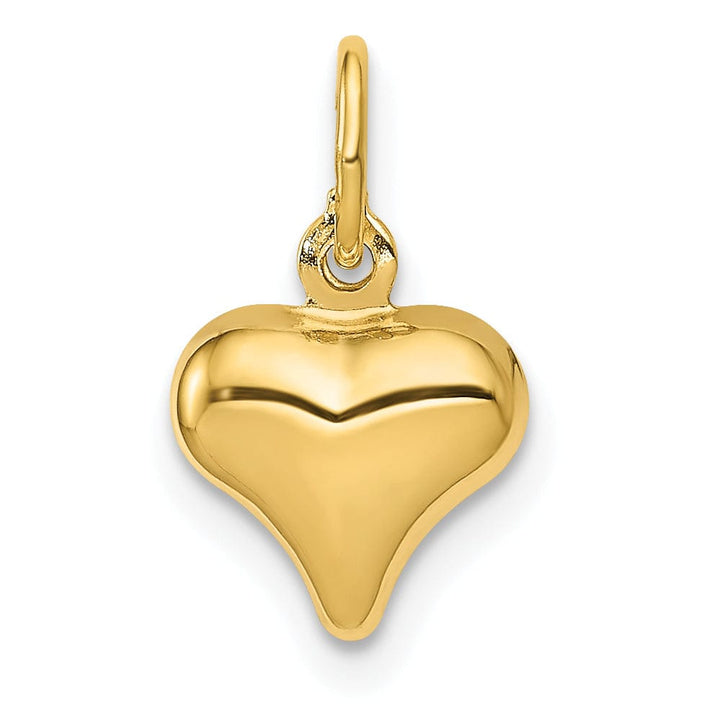 14K Yellow Gold 3-Dimensional Polished Finish Hollow Puffed Heart Shape Charm Pendant