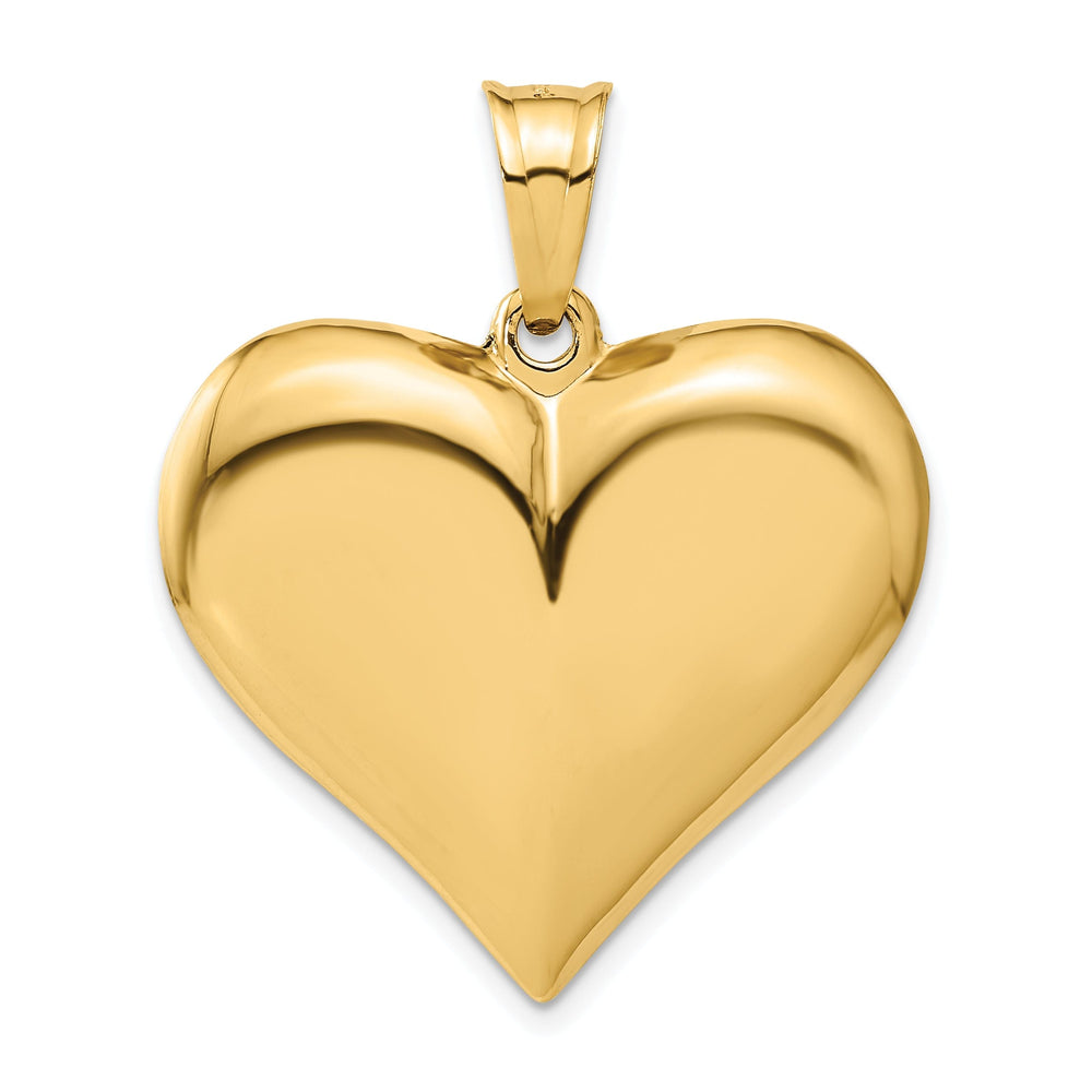 14K Yellow Gold Hollow Polished Finish 3-Dimensional Puffed Heart Design Charm Pendant