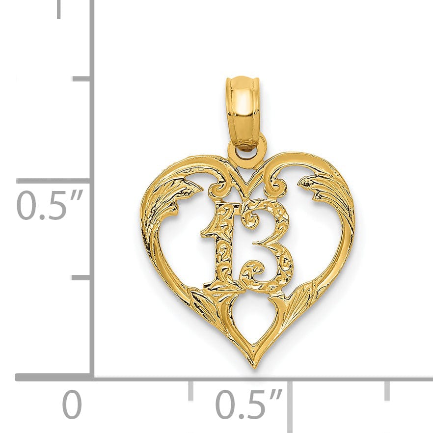 14k Yellow Gold 13 in Heart Cut-out Pendant