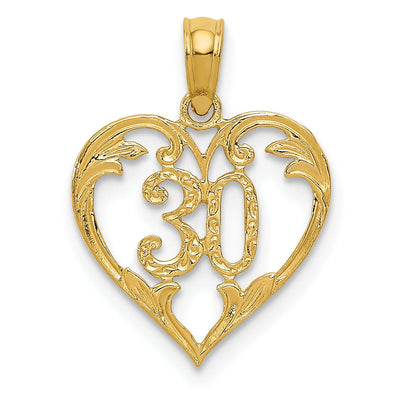 14k Yellow Gold 30 in Heart Cut-out Pendant