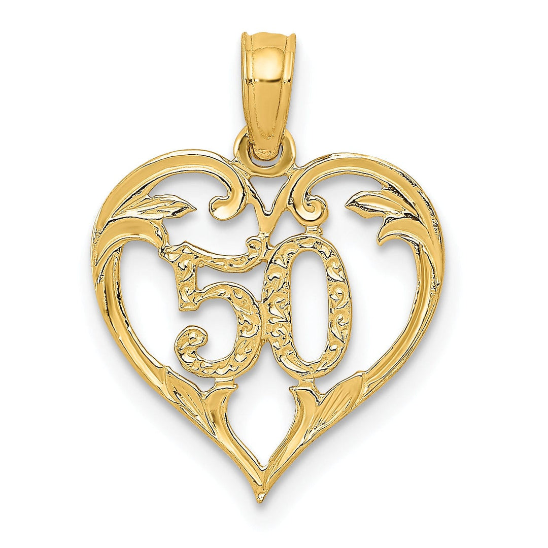 14k Yellow Gold 50 in Heart Cut-out Pendant