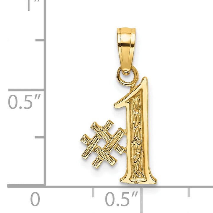 14K Yellow Gold Polished #1 Charm Pendant