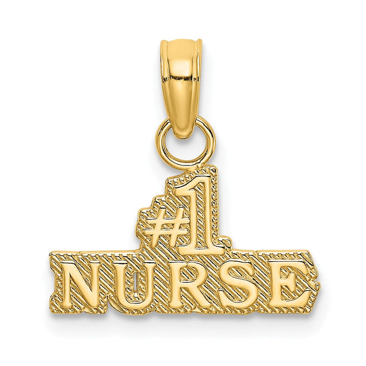 14k Yellow Gold Textured Polished Finish #1 Nurse Charm Pendant