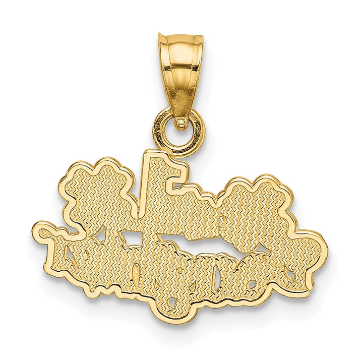 14k Yellow Gold Textured Polished Finish #1 DAUGHTER with Flowers Design Charm Pendant